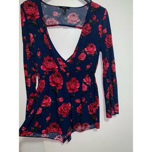 Floral long sleeve romper